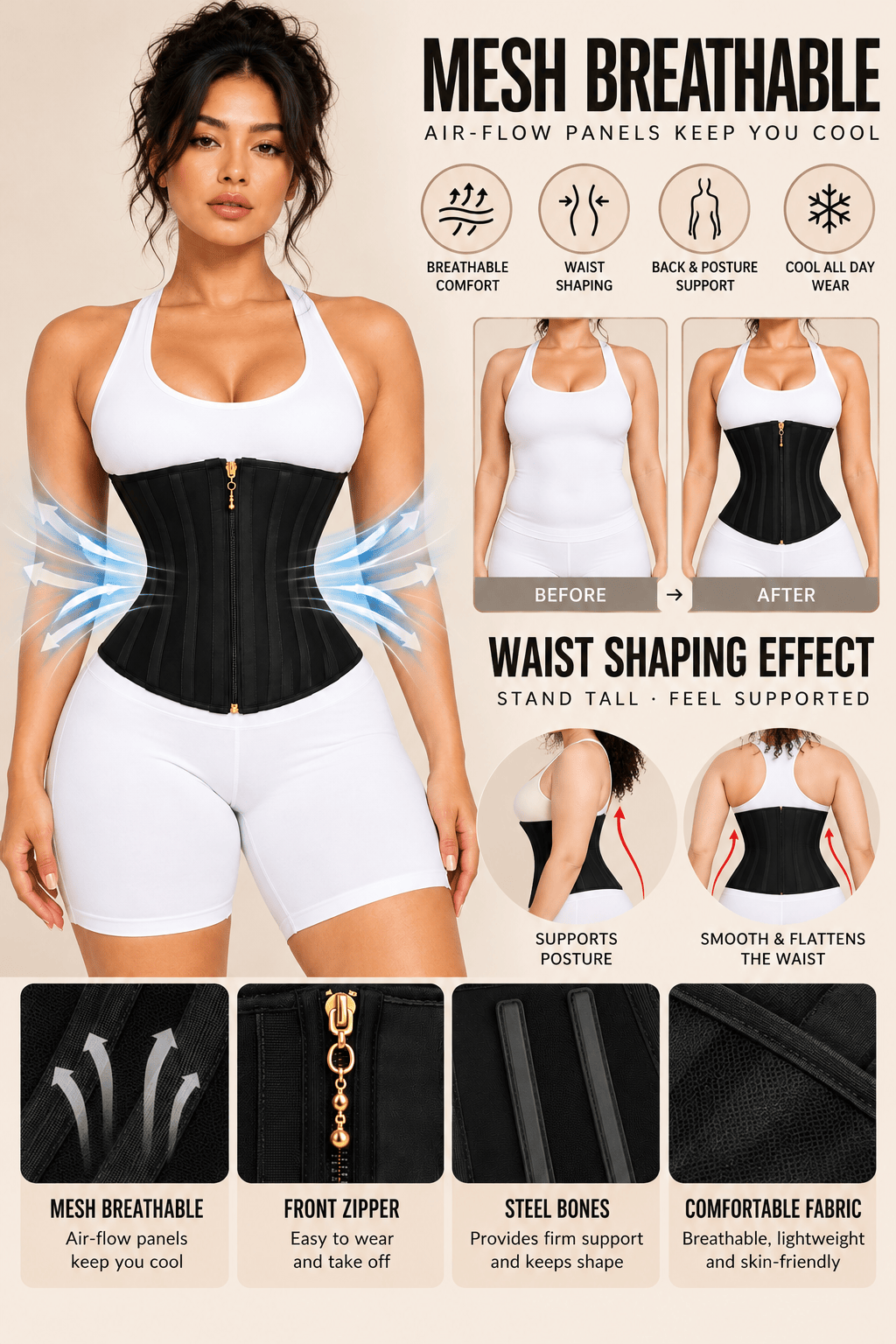 17 Steel-Boned Waist Cincher Corset Waist Trainer