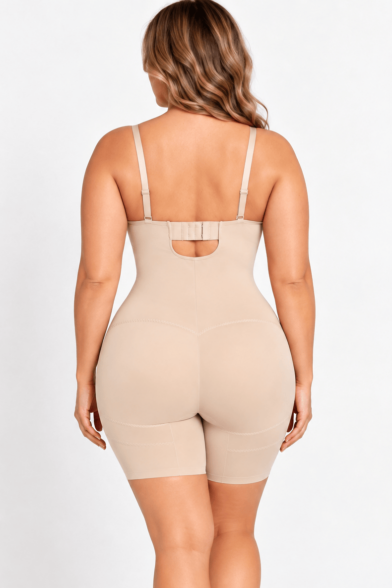 Luxxslim® Fancy Cupped Strapless Mid Thigh Shaping Bodysuit