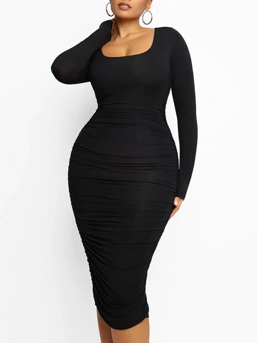 LuxxSculpt® Built-In 360° Slim Ruched Shaper Dress luxxshapers