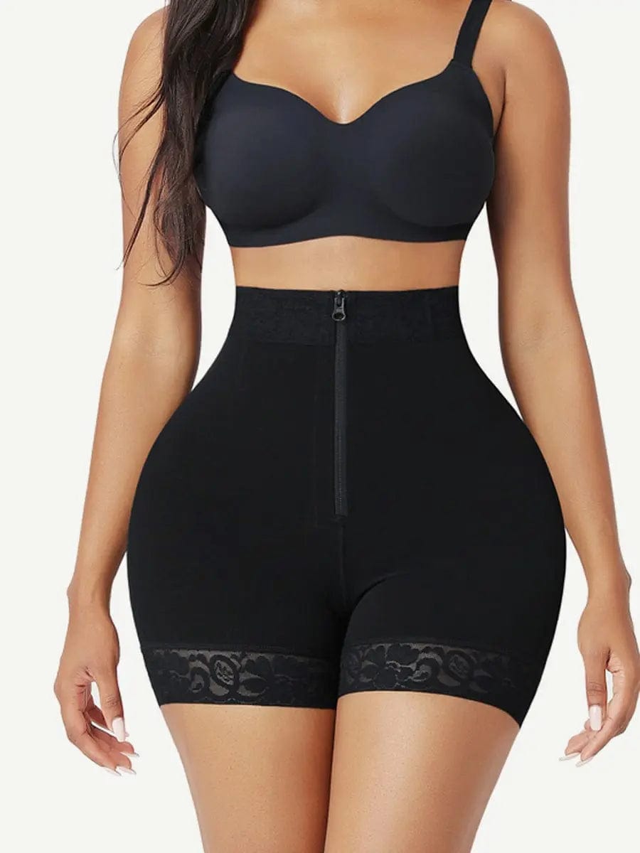 LuxxSculpt® Laced Steel Boned Tummy Control Butt Lifter Shaper Shorts With Zipper luxxshapers