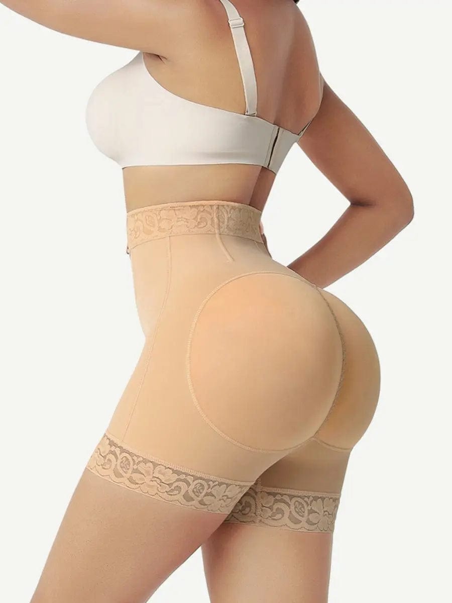 LuxxSculpt® Laced Steel Boned Tummy Control Butt Lifter Shaper Shorts With Zipper luxxshapers