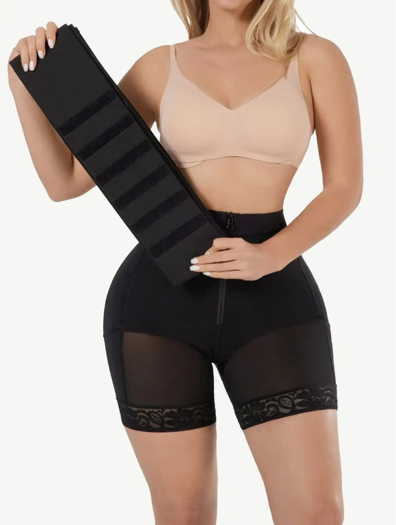 LuxxSlim® 2-In-1 High-Waisted Booty Lift Shaper Shorts and waist trainer belt luxxshapers