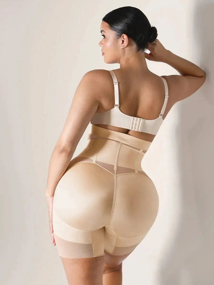 Luxxslim Firm High waisted tummy control mesh shaper shorts butt lifter - luxxshapers