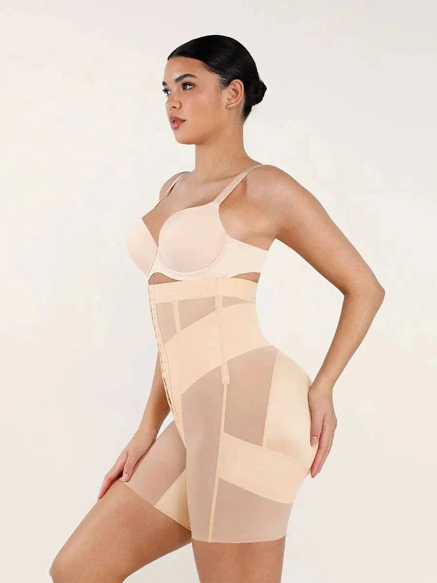 Luxxslim Firm High waisted tummy control mesh shaper shorts butt lifter - luxxshapers
