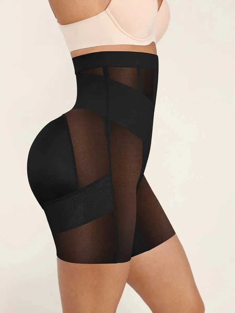 Luxxslim Firm High waisted tummy control mesh shaper shorts butt lifter - luxxshapers