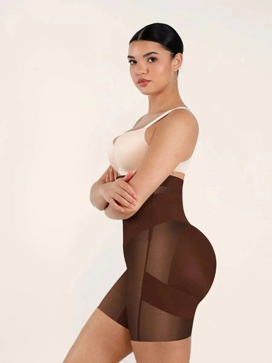 Luxxslim Firm High waisted tummy control mesh shaper shorts butt lifter - luxxshapers