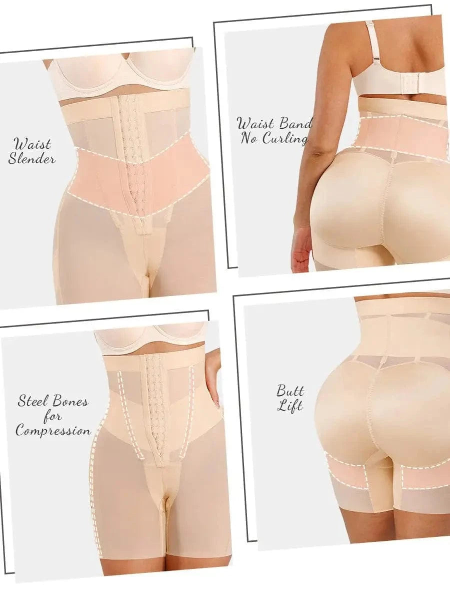 Luxxslim Firm High waisted tummy control mesh shaper shorts butt lifter - luxxshapers