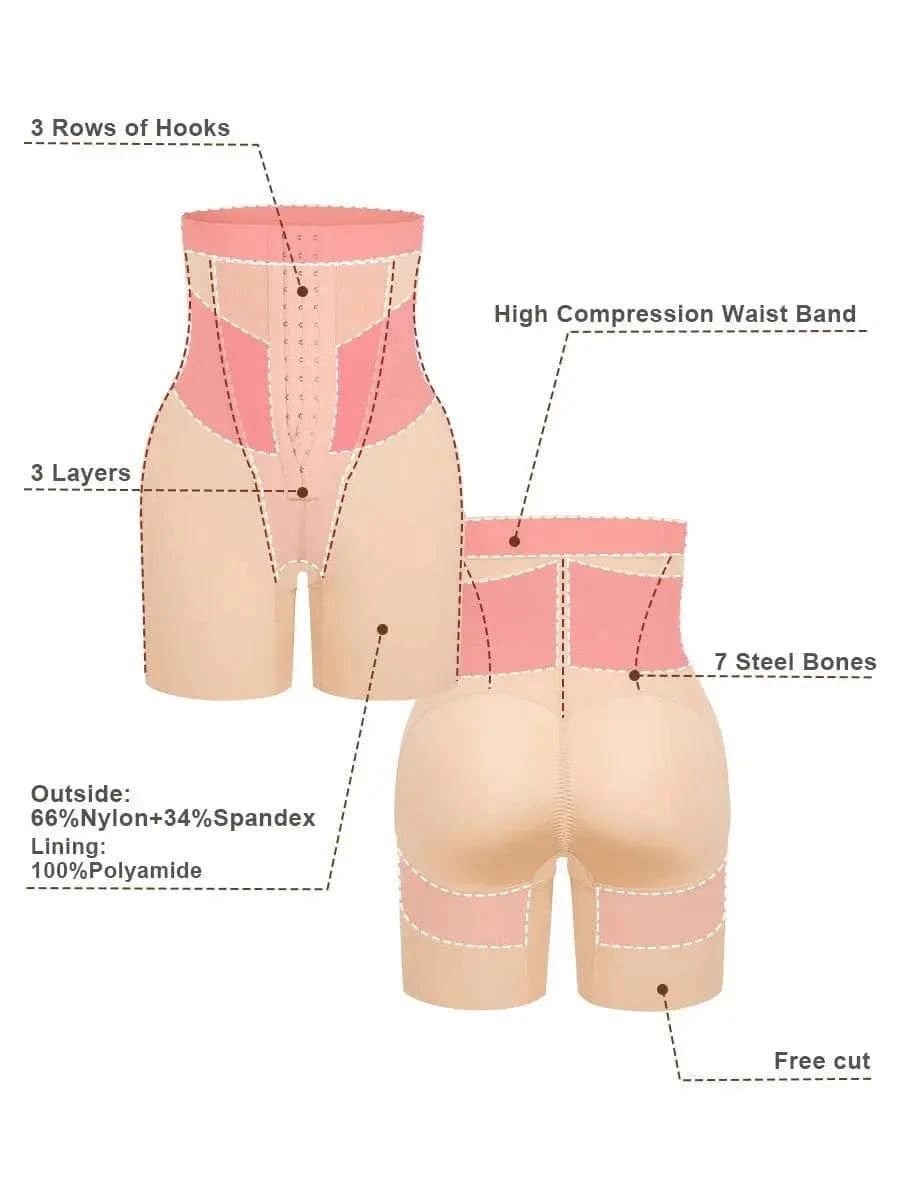 Luxxslim Firm High waisted tummy control mesh shaper shorts butt lifter - luxxshapers