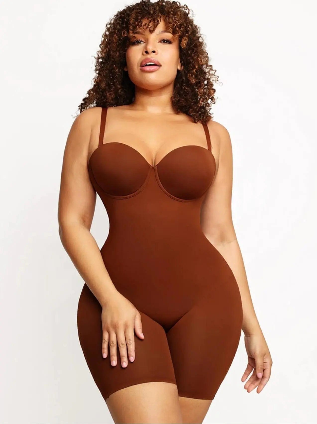 Luxxslim® strapless Fancy Cupped Mid Thigh Shaping Bodysuit - luxxshapers