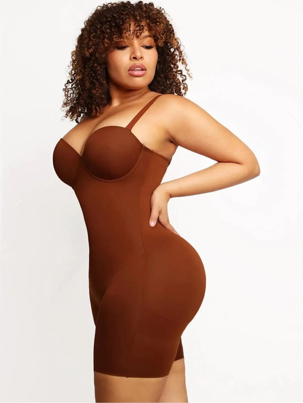 Luxxslim® Fancy Cupped Mid Thigh Shaping Bodysuit - luxxshapers