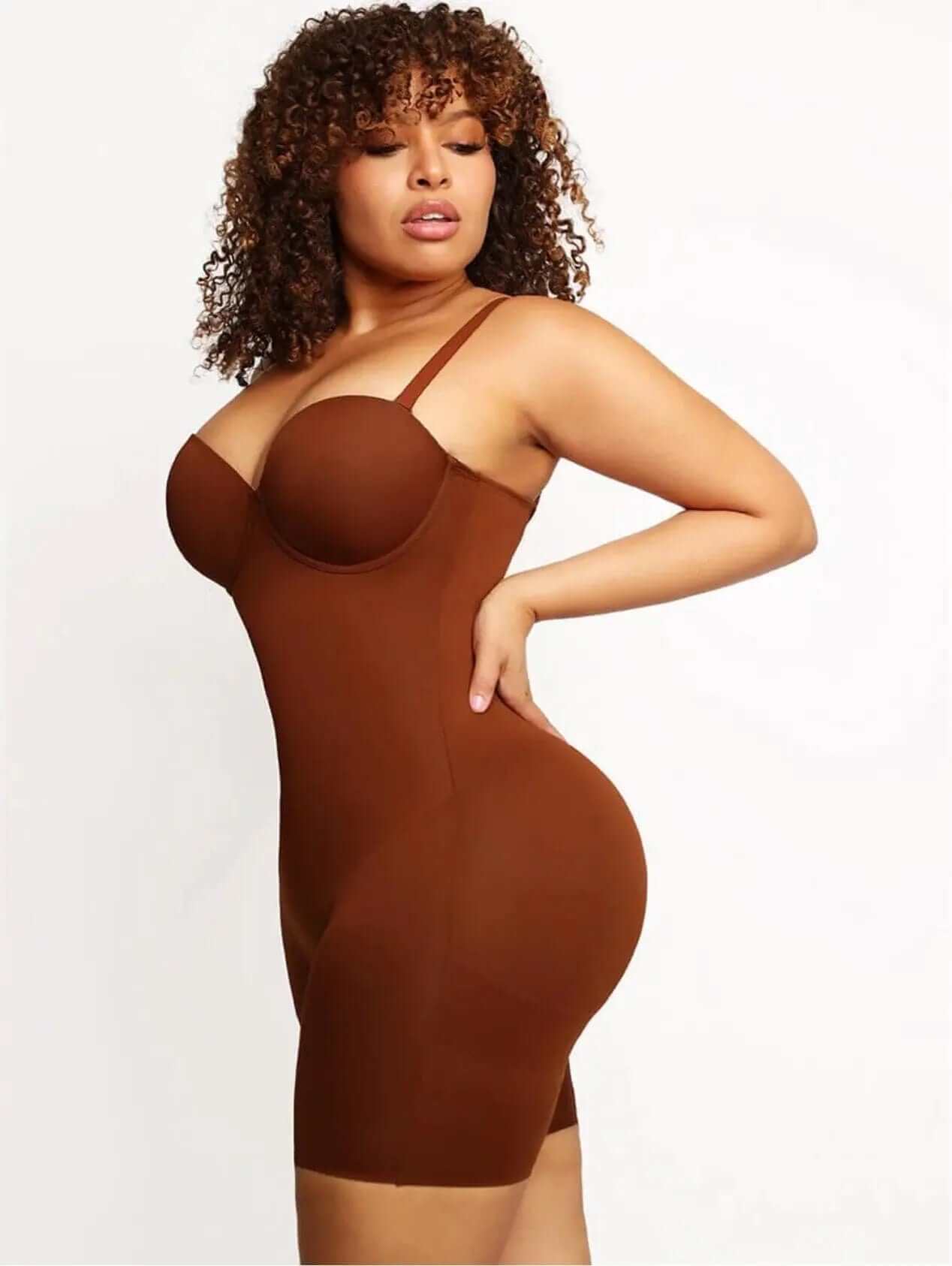 Luxxslim® Fancy Cupped Mid Thigh Shaping Bodysuit - luxxshapers