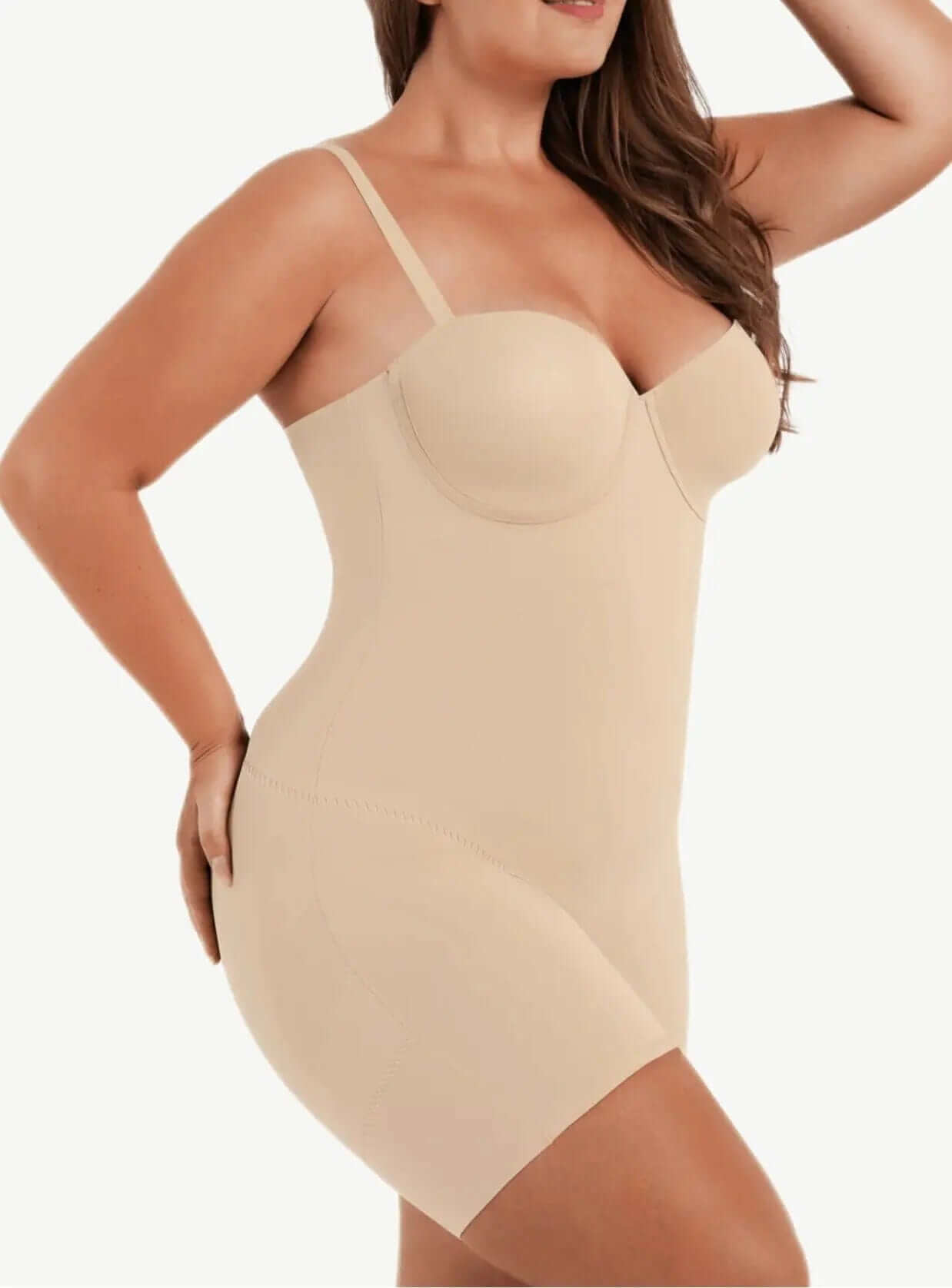 Luxxslim® Fancy Cupped Mid Thigh Shaping Bodysuit - luxxshapers