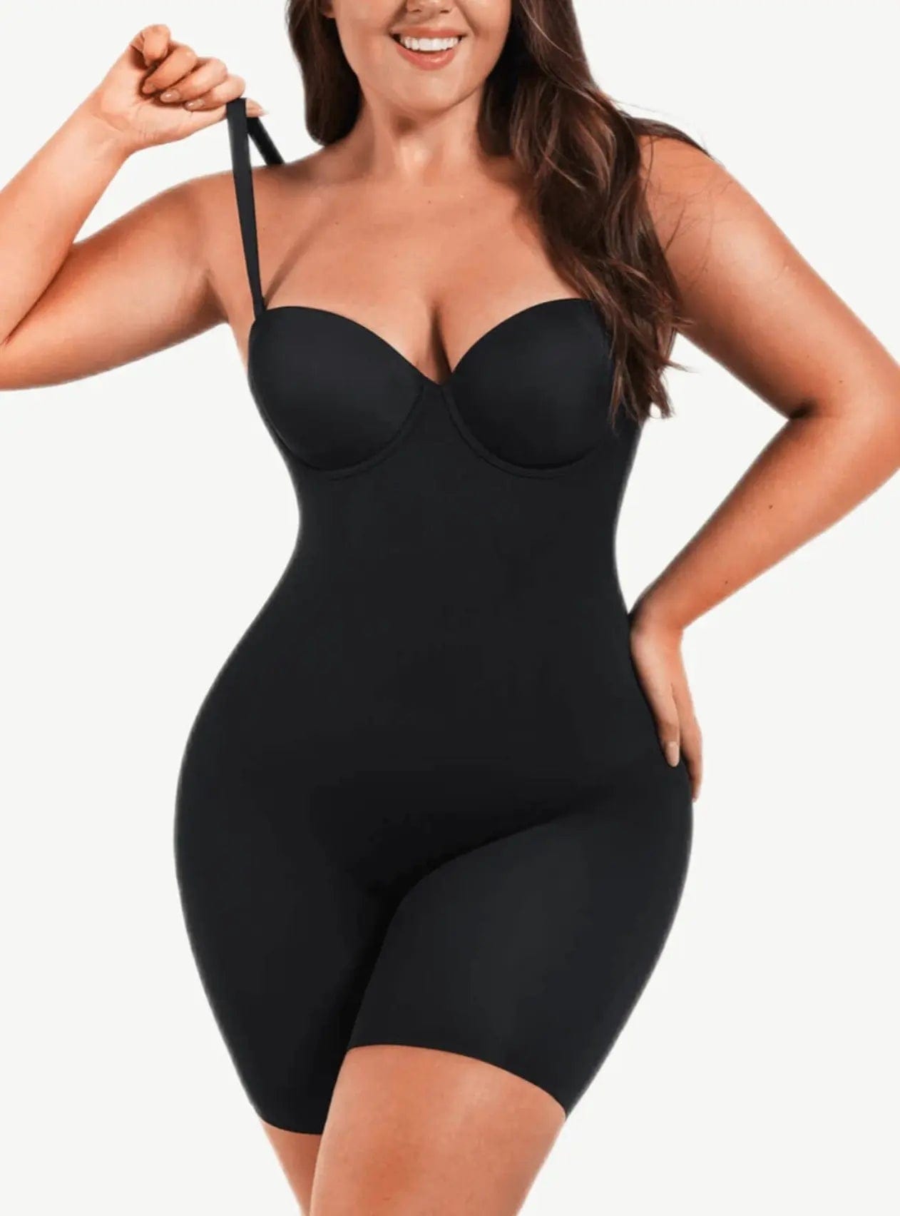 Luxxslim® Fancy Cupped Mid Thigh Shaping Bodysuit - luxxshapers