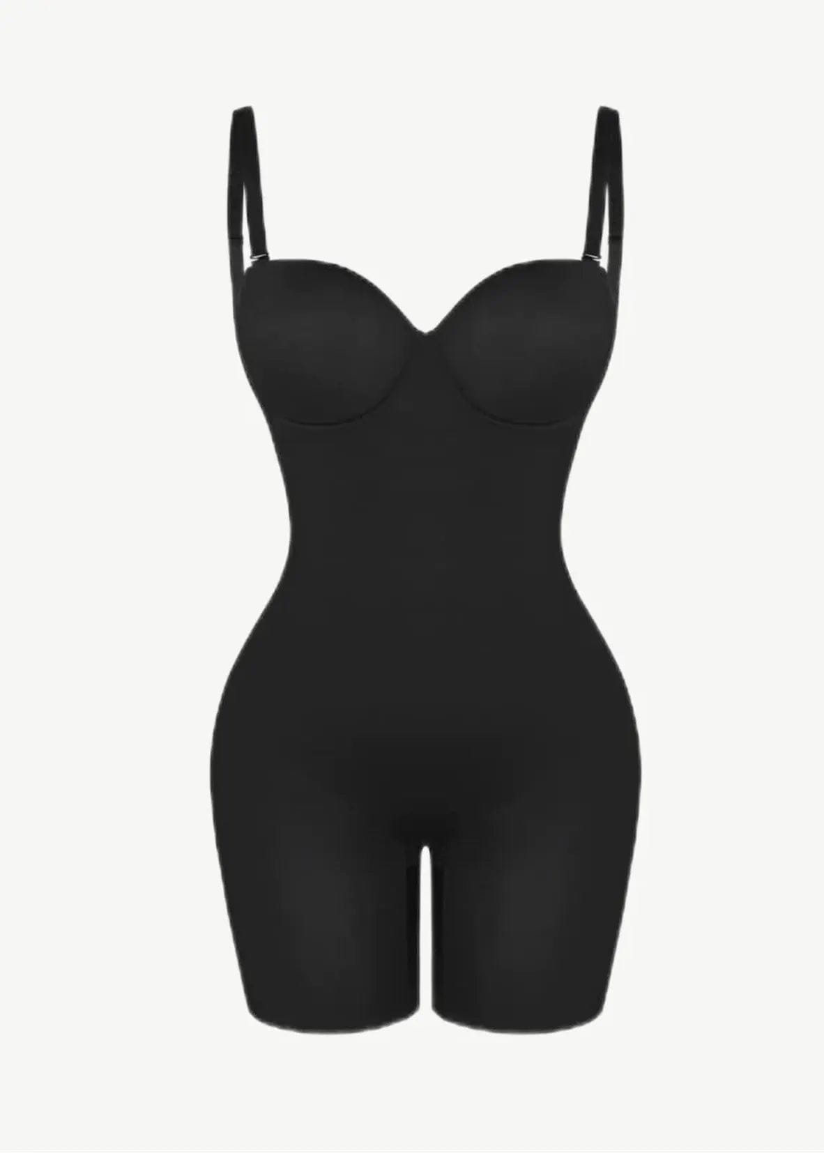 Luxxslim® Fancy Cupped Mid Thigh Shaping Bodysuit - luxxshapers