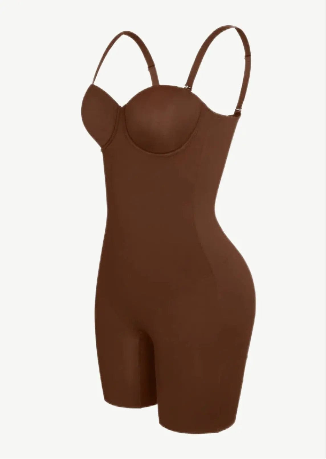 Luxxslim® Fancy Cupped Mid Thigh Shaping Bodysuit - luxxshapers