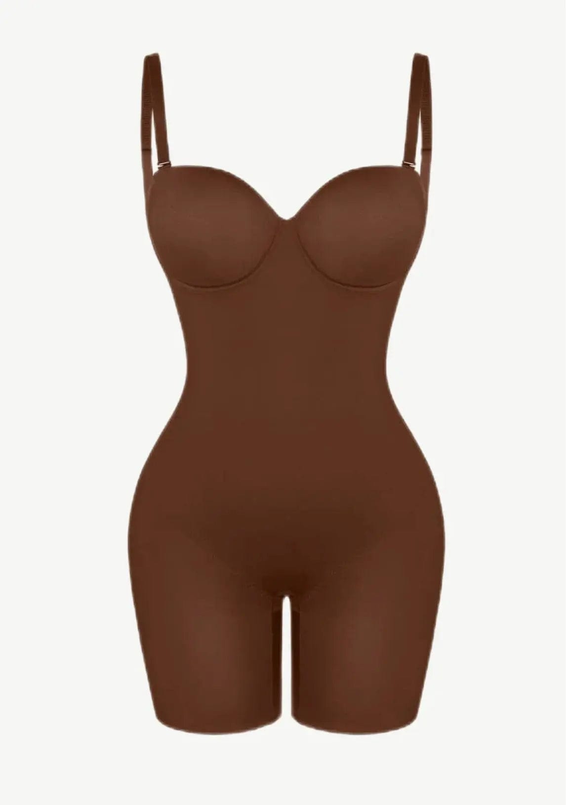 Luxxslim® Fancy Cupped Mid Thigh Shaping Bodysuit - luxxshapers