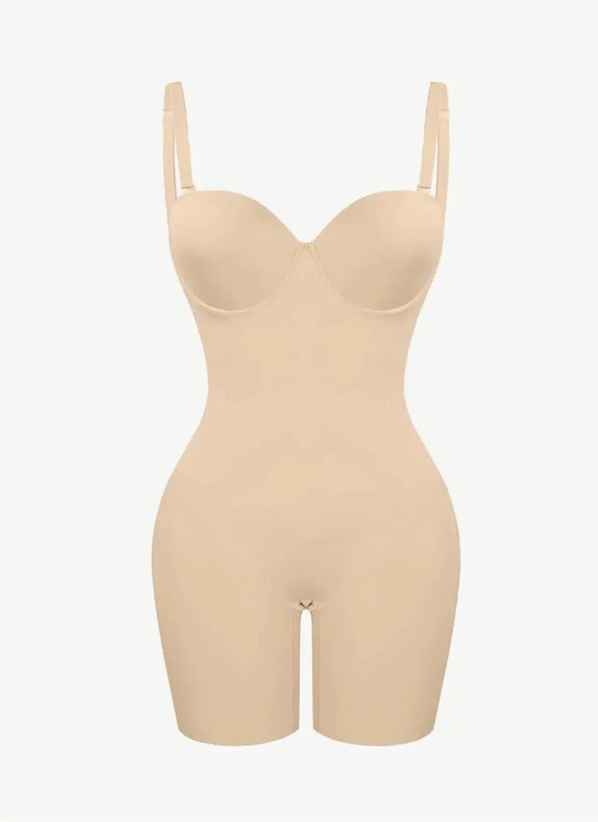 Luxxslim® Fancy Cupped Mid Thigh Shaping Bodysuit - luxxshapers
