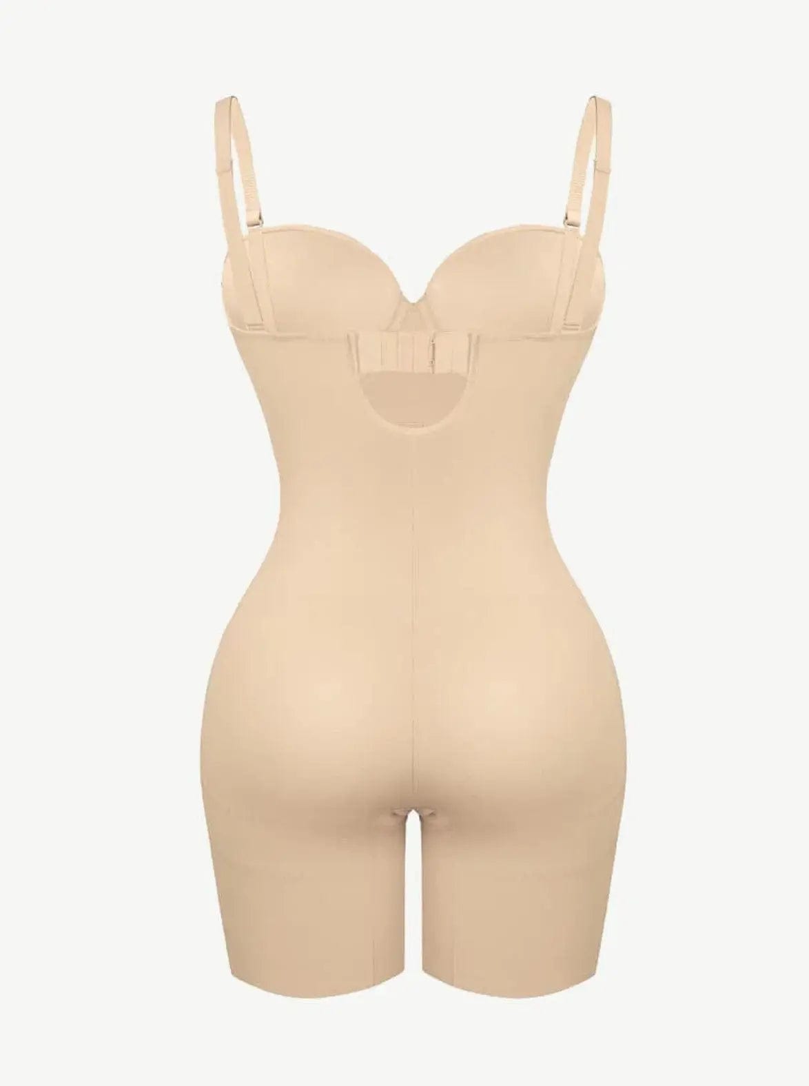 Luxxslim® Fancy Cupped Mid Thigh Shaping Bodysuit - luxxshapers