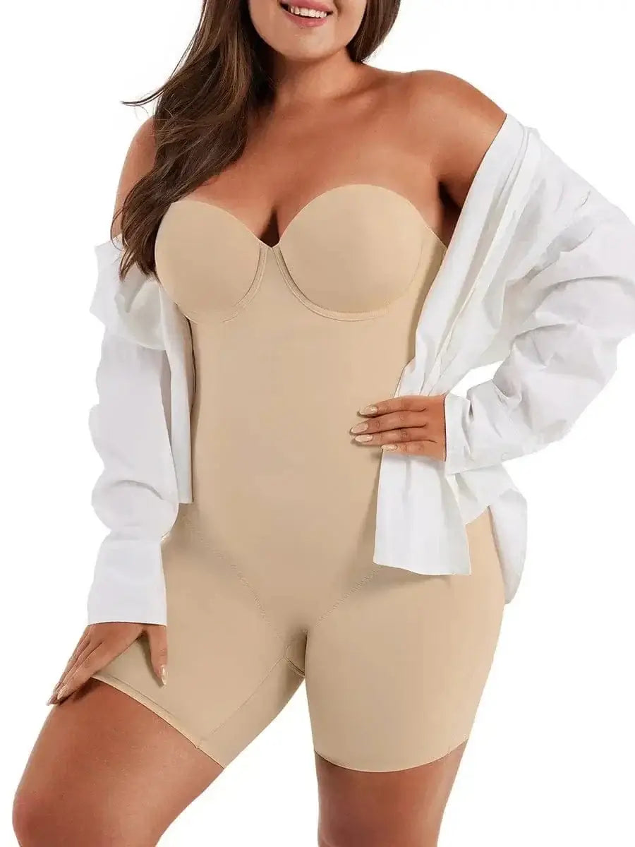 Luxxslim® Fancy Cupped Mid Thigh Shaping Bodysuit luxxshapers