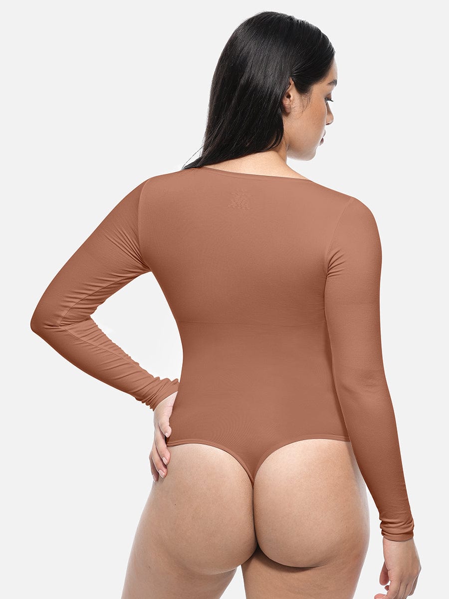 Long Sleeve Seamless Corset Shapewear Bodysuit - Slim Silhouette