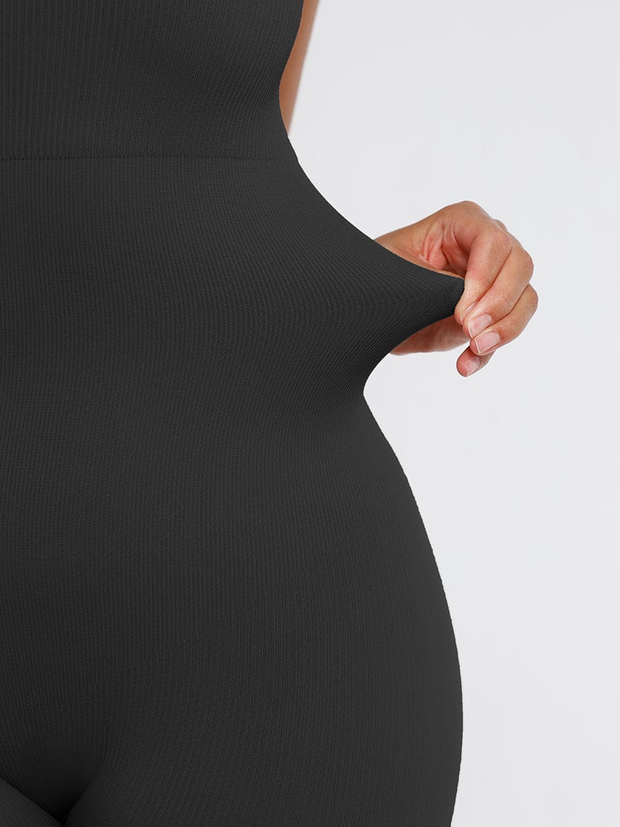 Wholesale High Stretchy Seamless Sling Tummy Control Jumpsuit Removable cup pads