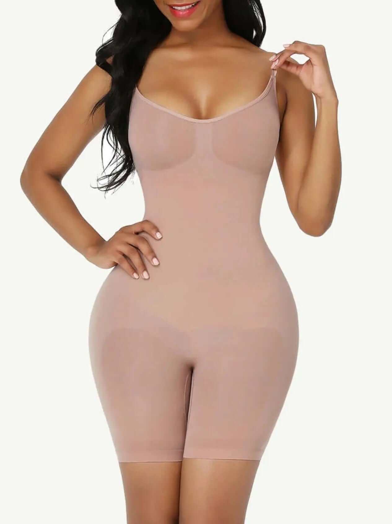 PowerSculpt™ Seamless Tummy Control Mid Thigh Shapewear Bodysuit luxxshapers