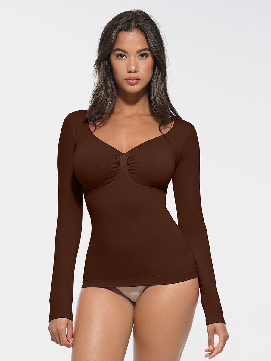 Seamless Diamond Neck Shaping Top | Bust Support & Tummy Control – Luxx Shapers