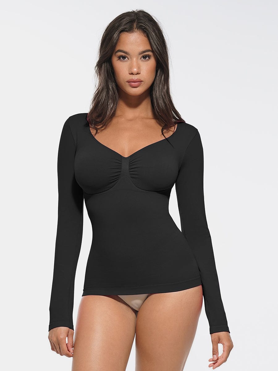 Seamless Diamond Neck Shaping Top | Bust Support & Tummy Control – Luxx Shapers