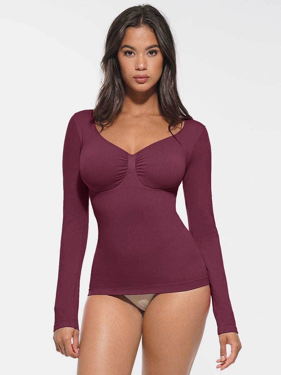 Seamless Diamond Neck Shaping Top | Bust Support & Tummy Control – Luxx Shapers