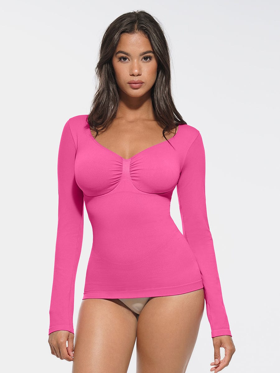 Seamless Diamond Neck Shaping Top | Bust Support & Tummy Control – Luxx Shapers