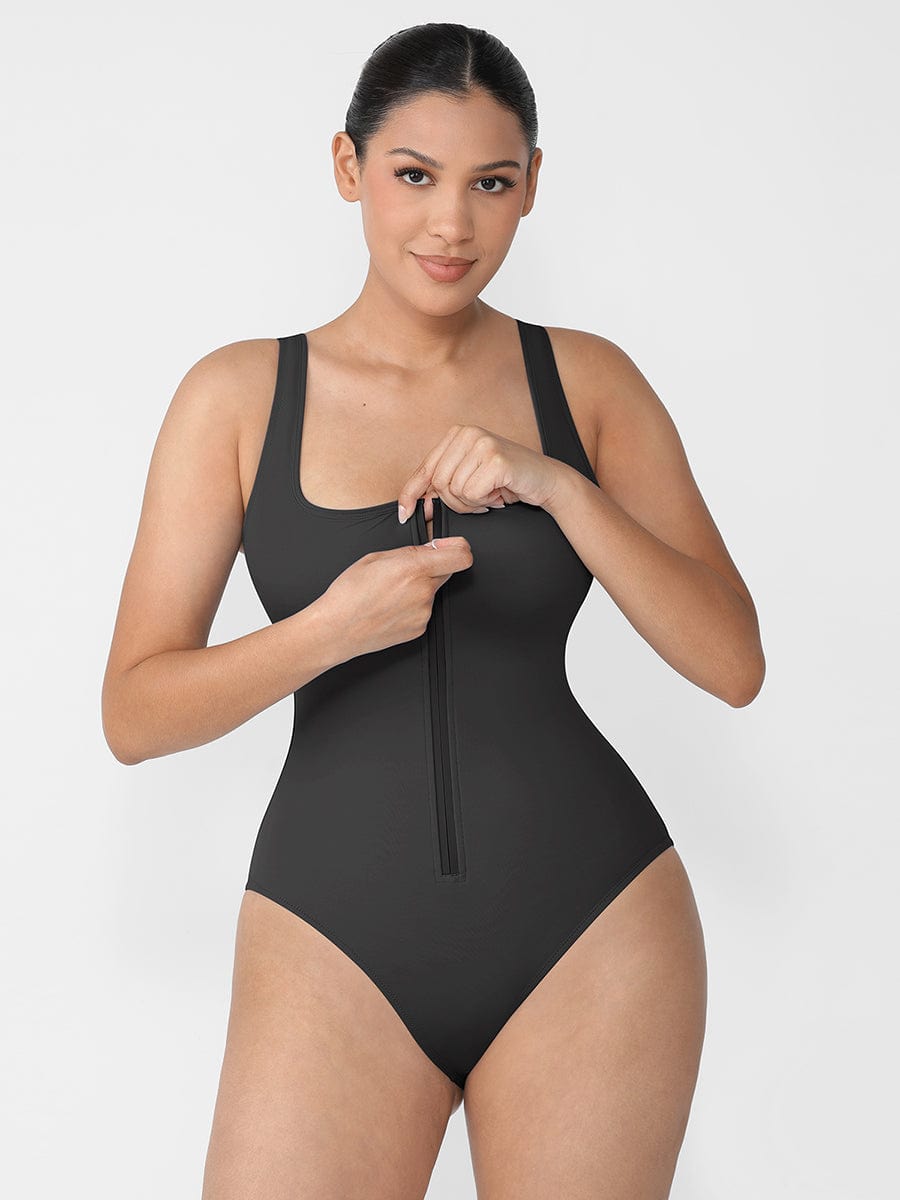 Waist Shaping Tummy Control One Piece Swimsuit with Panty Lining
