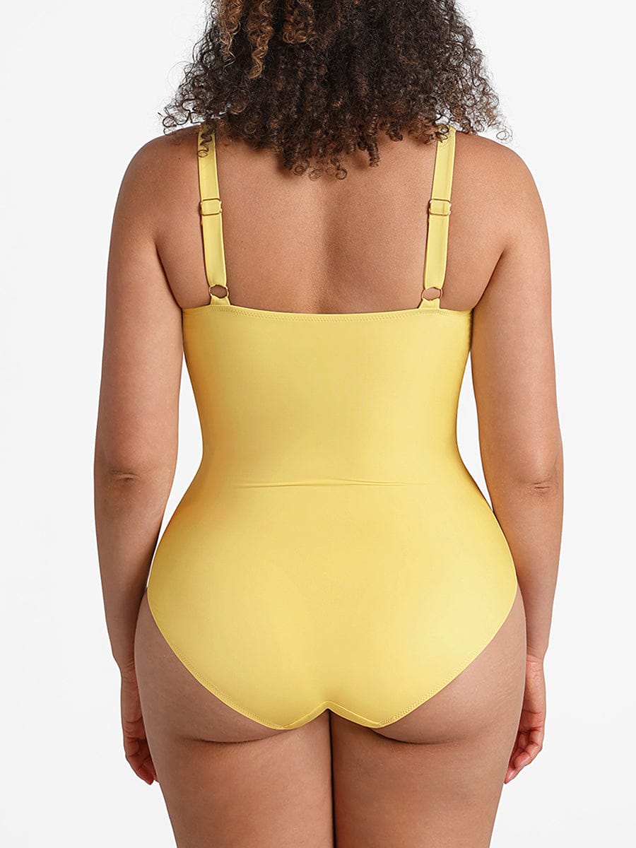 Waist Shaping Ruched One Piece Swimsuit - Eco Mesh Lining & Pads