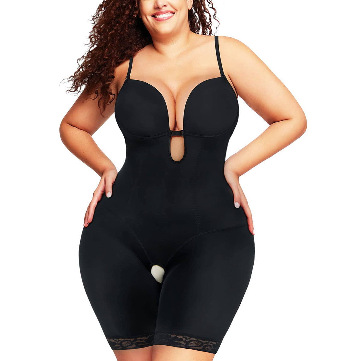 LuxxSculpt Deep U Plunge Low Back Cupped Shaping Bodysuit