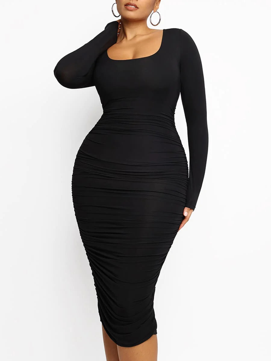 LuxxSculpt® Built-In 360° Slim Ruched Shaper Dress