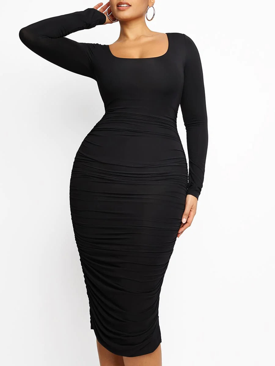 LuxxSculpt® Built-In 360° Slim Ruched Shaper Dress