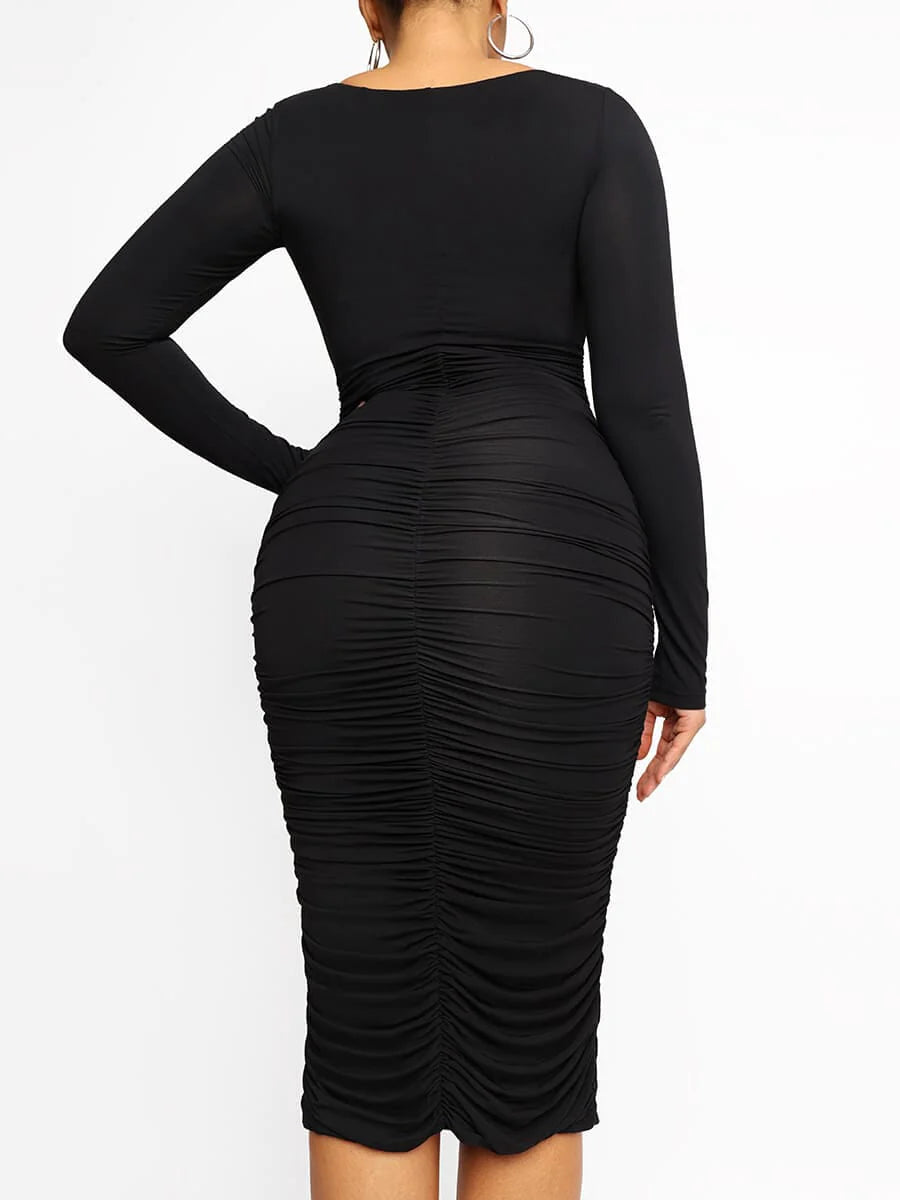 LuxxSculpt® Built-In 360° Slim Ruched Shaper Dress