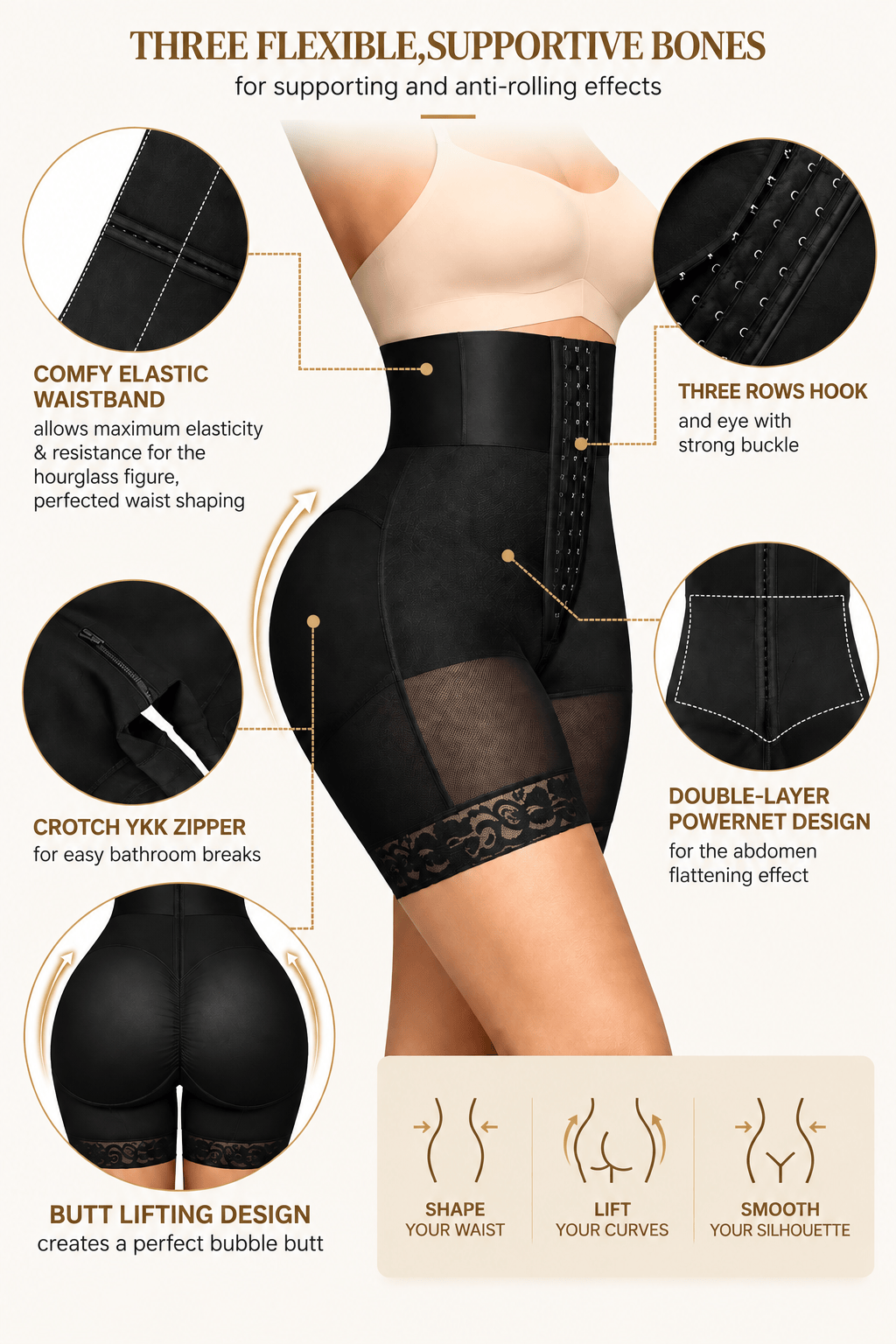 Luxxslim® Boned Sculpt High Waist Tummy Control Shorts