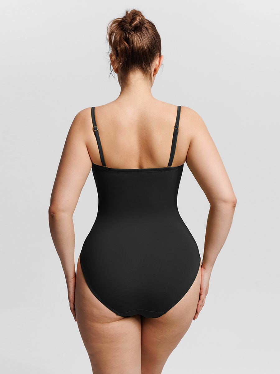 Strapless U-Wire Mesh Tummy Control Shapewear Swimsuit - Removable Pads
