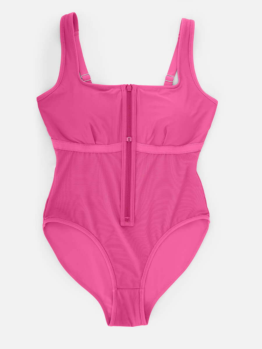 Waist Shaping Tummy Control One Piece Swimsuit with Panty Lining