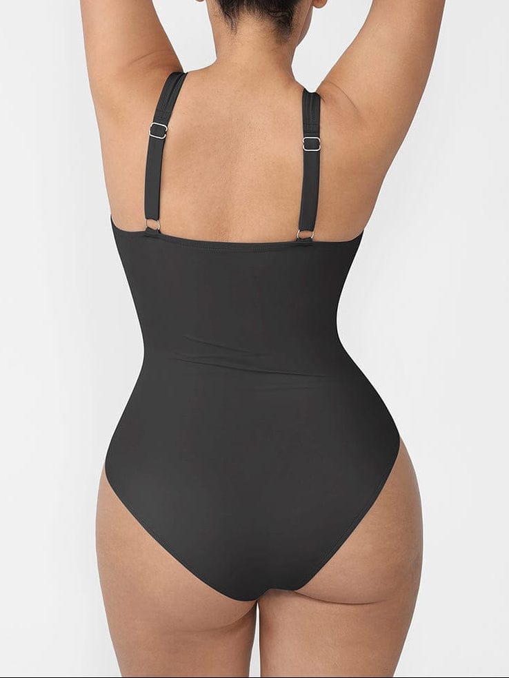 Waist Shaping Tummy Control One Piece Swimsuit with Panty Lining