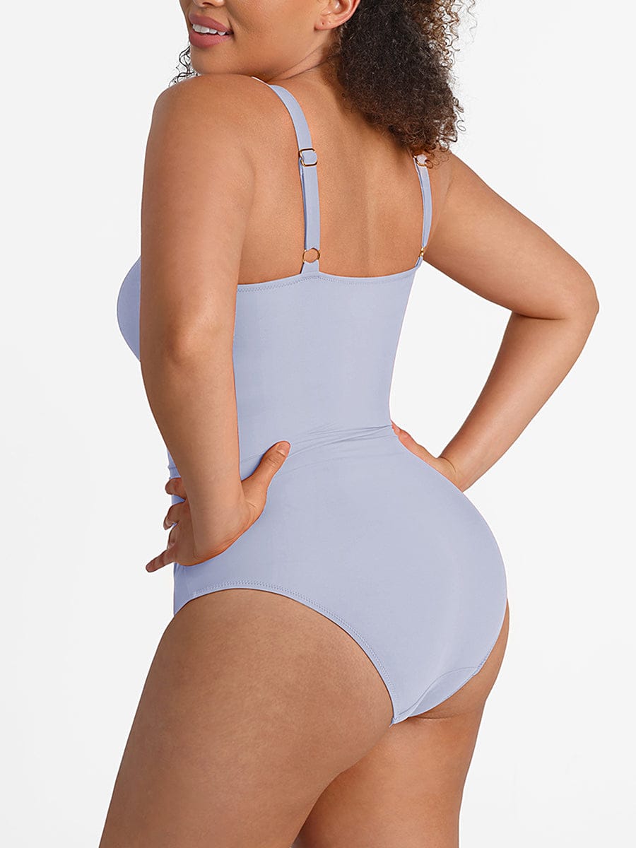 Waist Shaping Ruched One Piece Swimsuit - Eco Mesh Lining & Pads