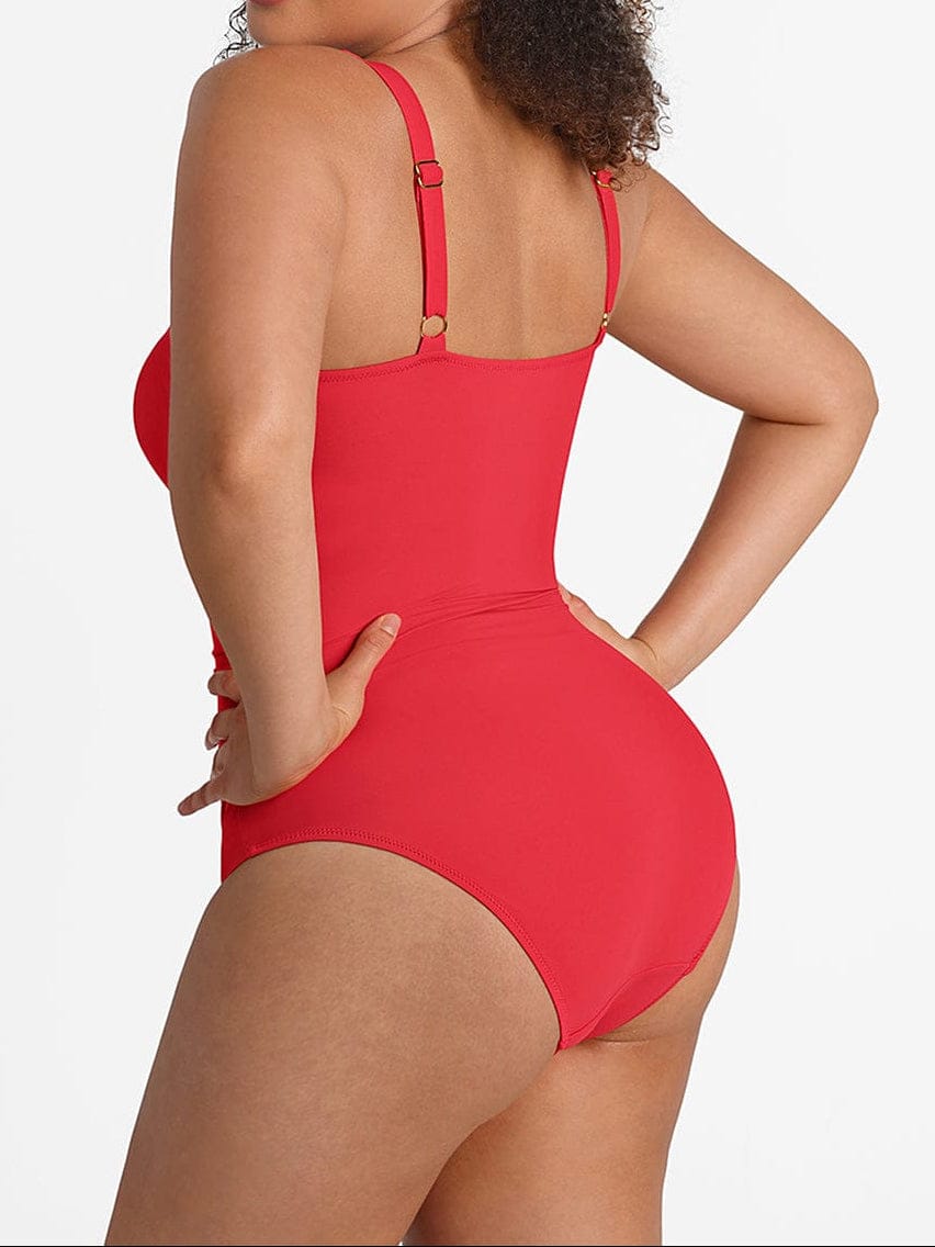 Waist Shaping Ruched One Piece Swimsuit - Eco Mesh Lining & Pads