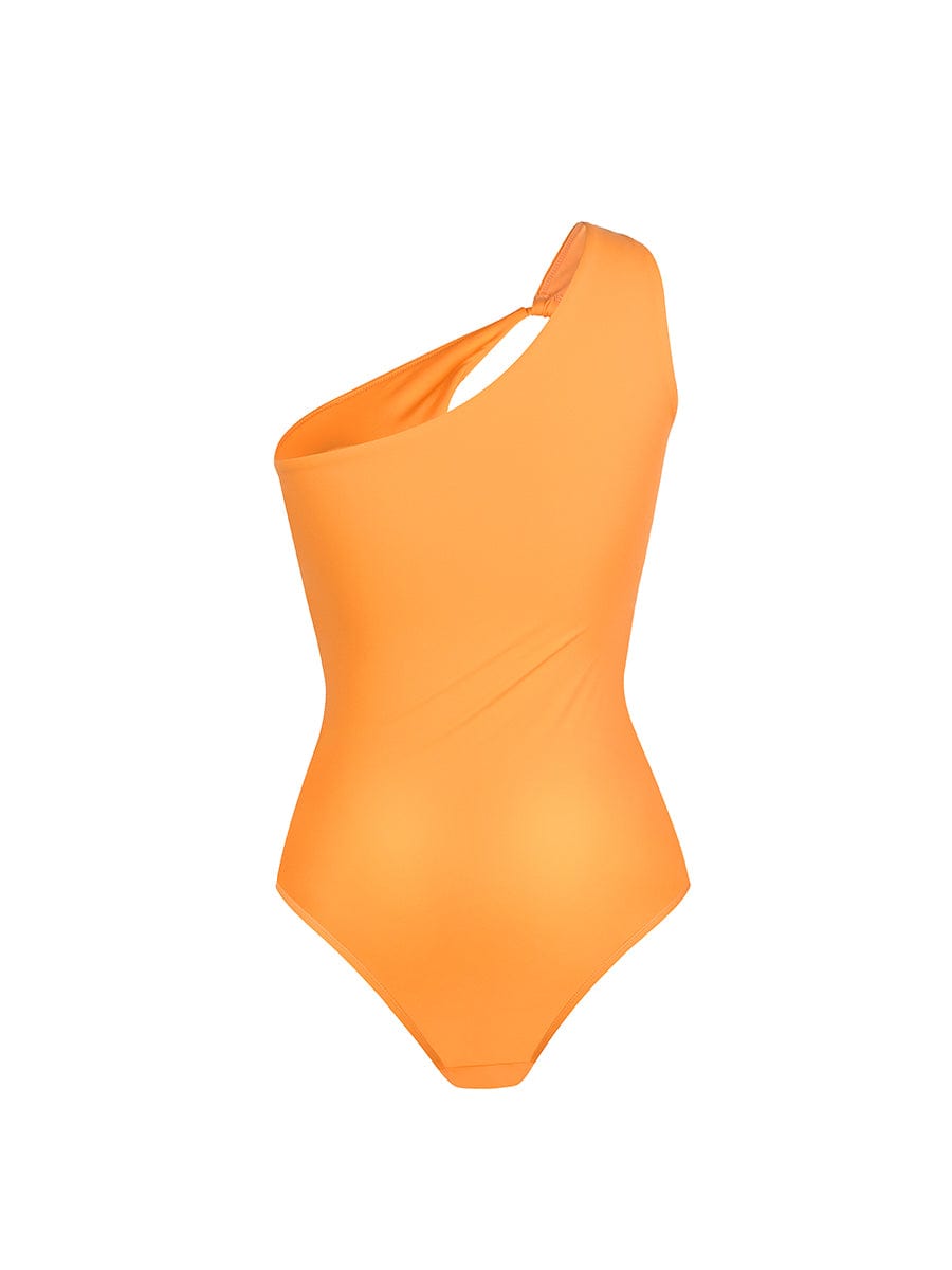 One Shoulder Ruched One Piece Swimsuit - Chest Support Swimwear
