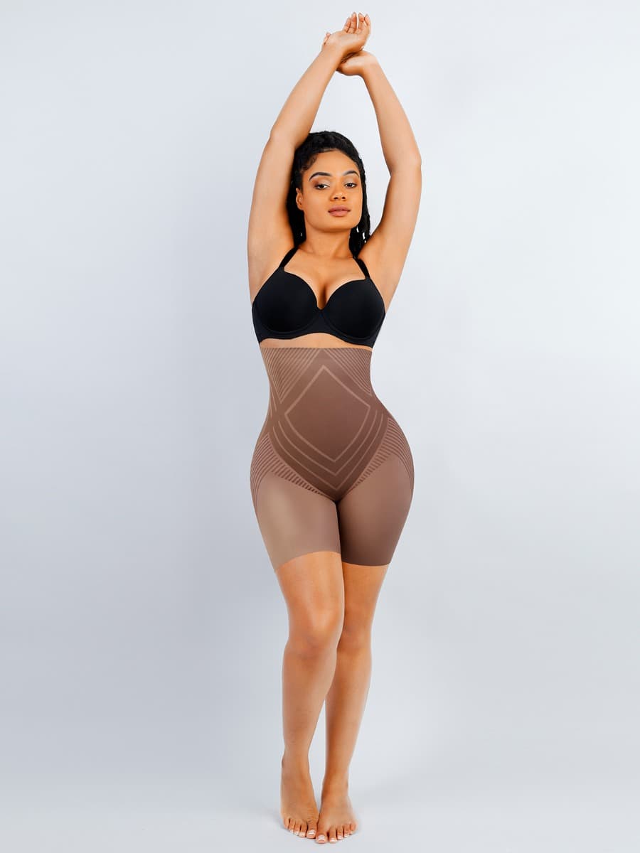 Pantalones cortos moldeadores con control de barriga de spandex líquido de cintura alta Luxxsculpt® 