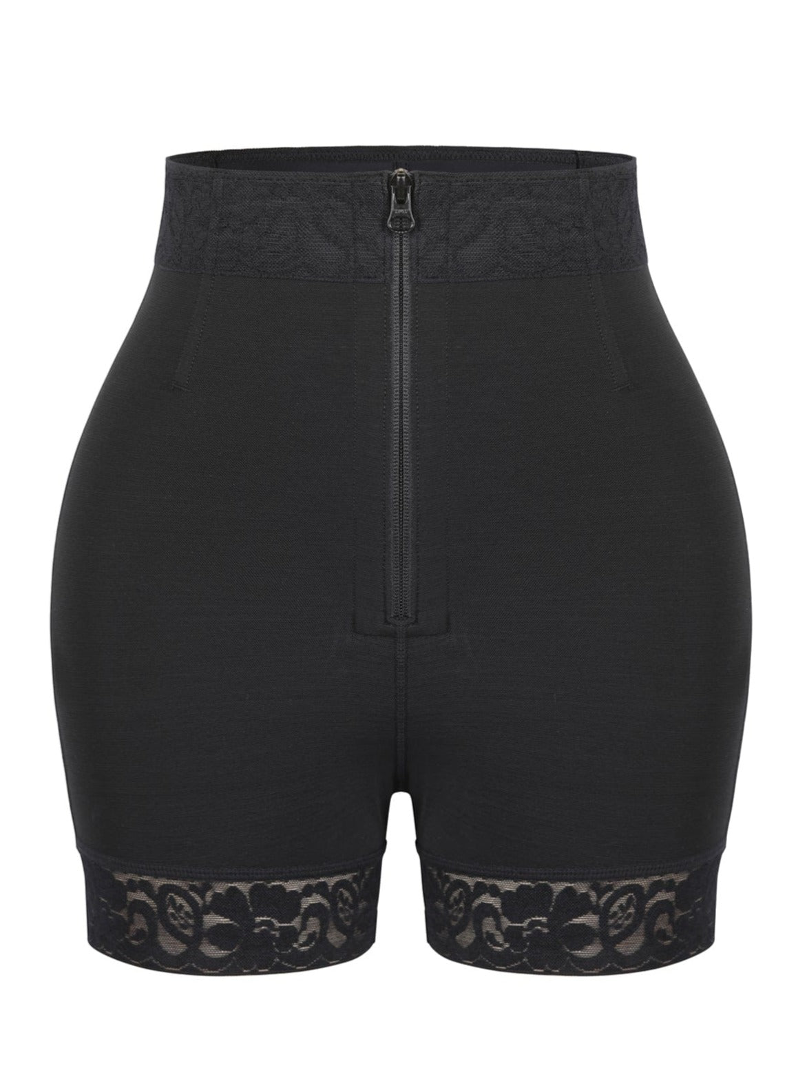 Pantalones cortos moldeadores para levantar glúteos con control de barriga y cremallera deshuesados ​​de acero con cordones LuxxSculpt®